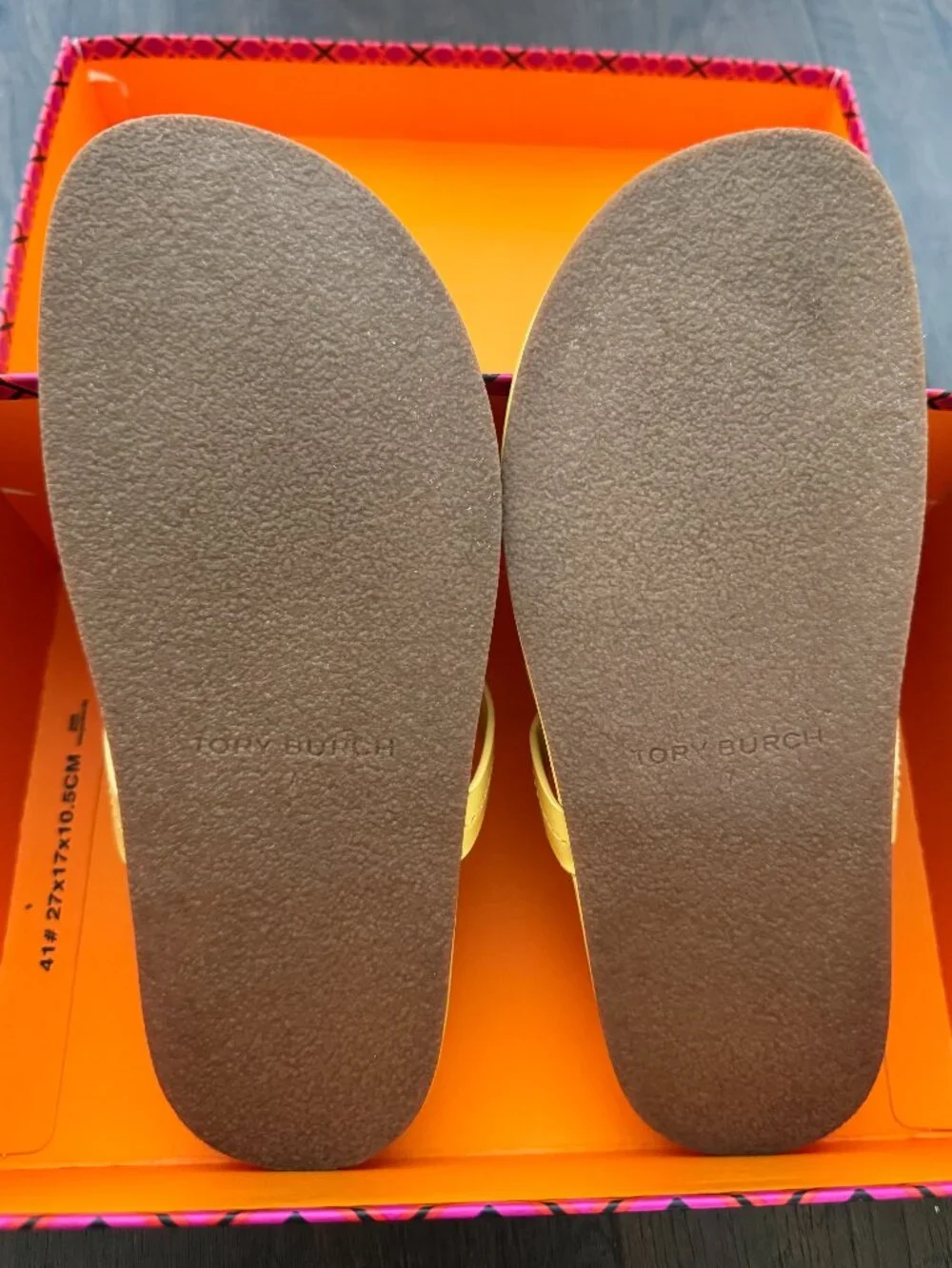 Like New Tory Burch Miller Cloud Sandals Butter Yellow Leather Footbed Size 7